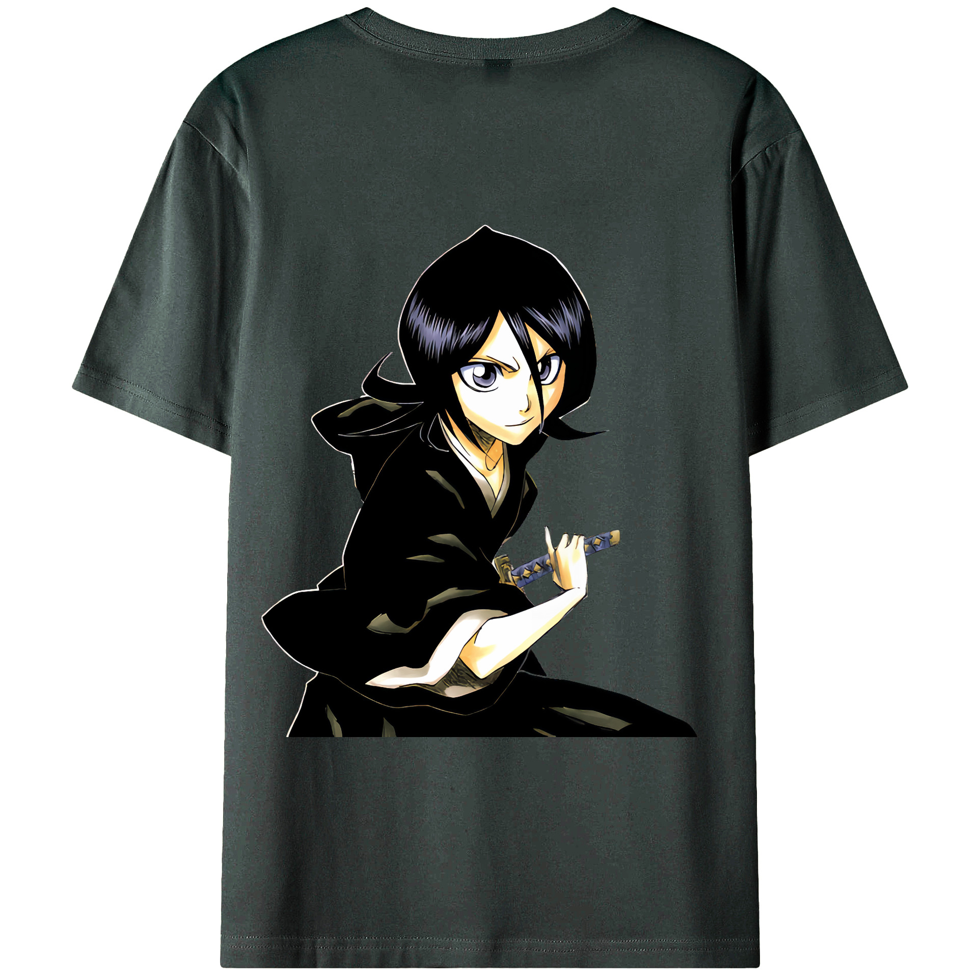 （画像用） ブリーチ 朽木ルキア BLEACH Kuchiki Rukia 綿100％ メンズ半袖Tシャツ（バックプリント） 通気性